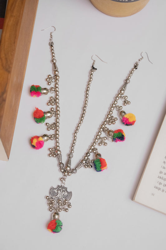 Oxodise Damini with Shield Charm & Hanging Pom Poms
