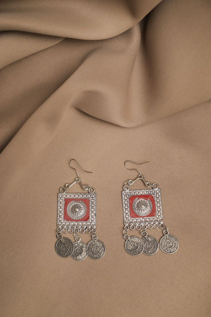 Oxodise Meena Elephant Motif Necklace with Coin Charms