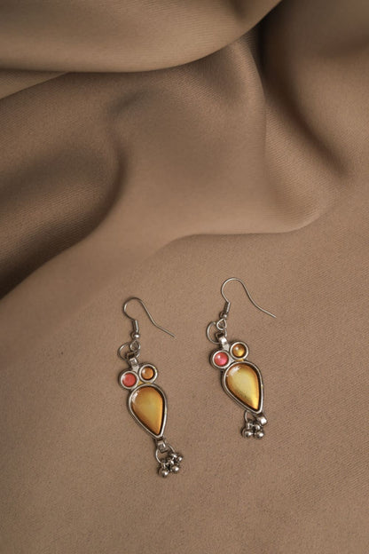 Oxodise Meena Necklace with Multicolor Cabochons Tear Drops