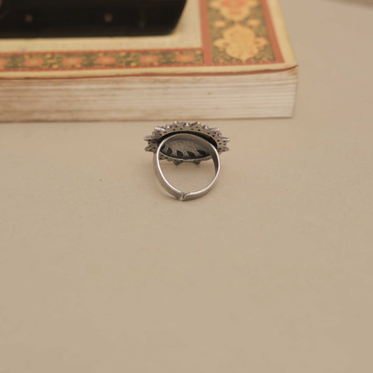 Silver Look-Alike Mandala Ring