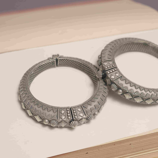 Silver Look-Alike Zigzag Dome Kada