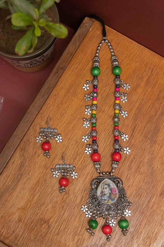 Oxodise Necklace with Floral & Multicolor Balls