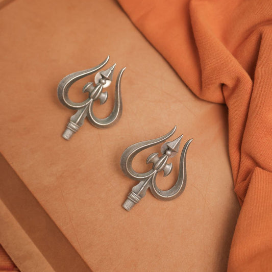 Silver Look-Alike Trinetra Trishul Earring