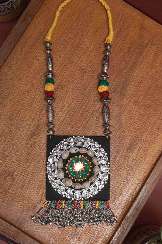 Oxodise Fabric Kodi Necklace with Dangling Colorful Beads & Bells
