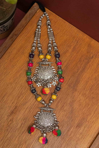Oxodise Double Layer with Dangling Floral Necklace