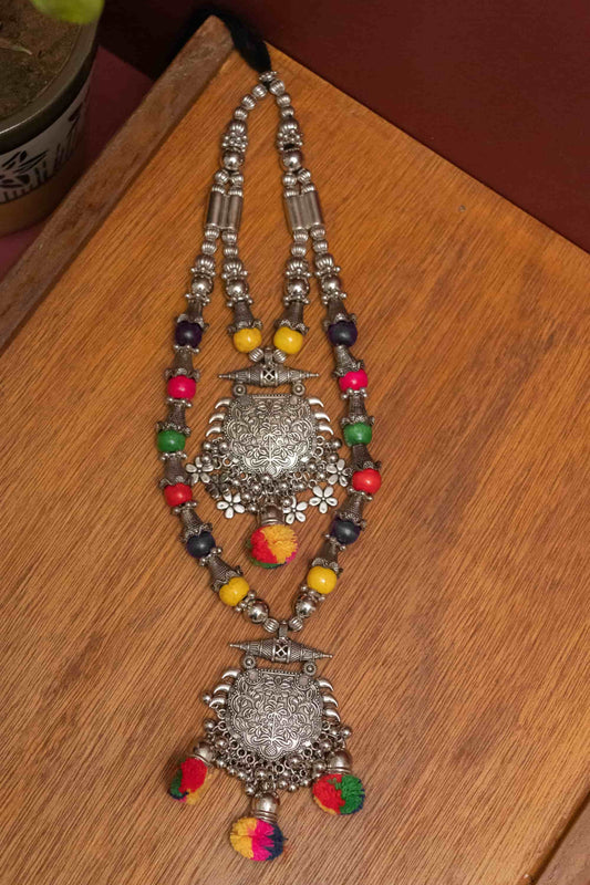 Oxodise Double Layer with Dangling Floral Necklace