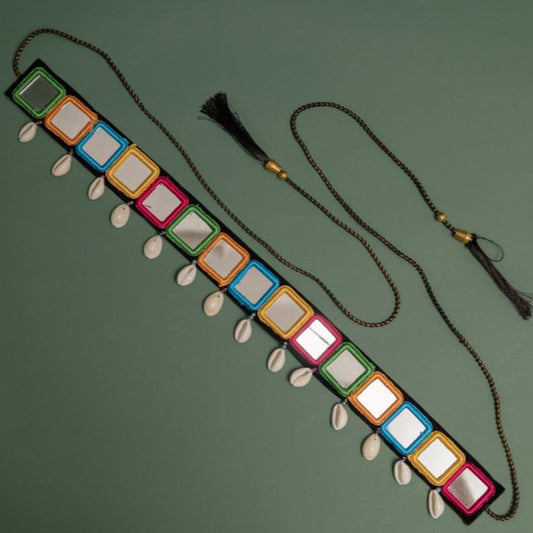 Colorful Mirror Fabric Kodi Belt (Cowrie Shell Belt)