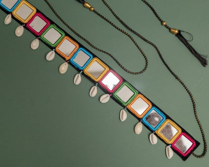 Colorful Mirror Fabric Kodi Belt (Cowrie Shell Belt)