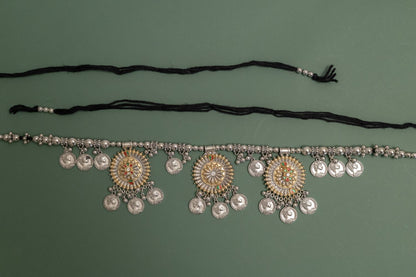Oxodise Two Tone Belt with Dangling Coins