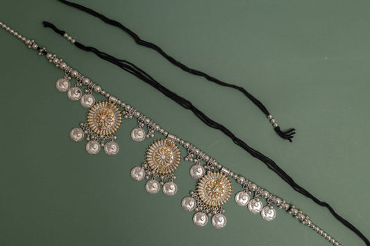 Oxodise Two Tone Belt with Dangling Coins