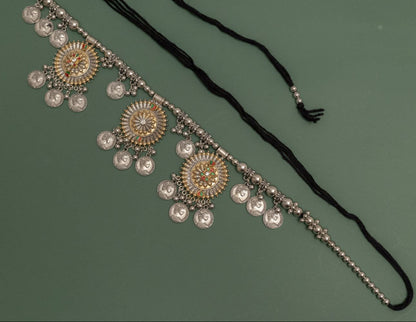 Oxodise Two Tone Belt with Dangling Coins