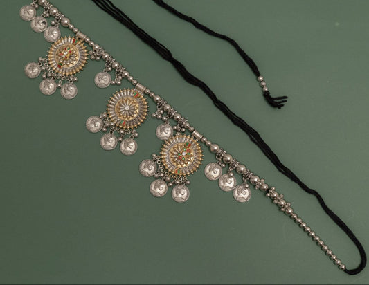 Oxodise Two Tone Belt with Dangling Coins