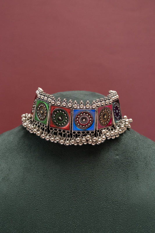 Oxodise Meena Necklace with Dangling Beads
