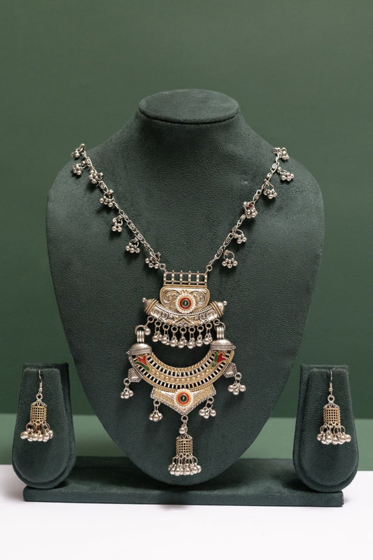Oxodise Two Tone Multi-Tier Necklace with Dangling Bells