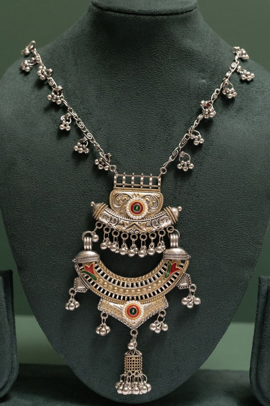 Oxodise Two Tone Multi-Tier Necklace with Dangling Bells