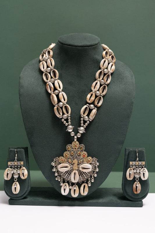 Oxodise Peacock Theme Pendant Necklace with Dangling Kodi