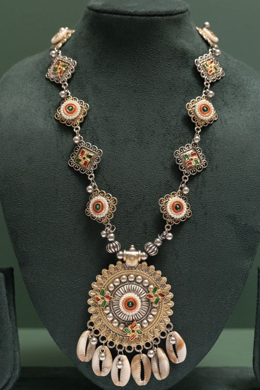 Oxodise Two Tone Mandala Kodi Necklace with Round Charm