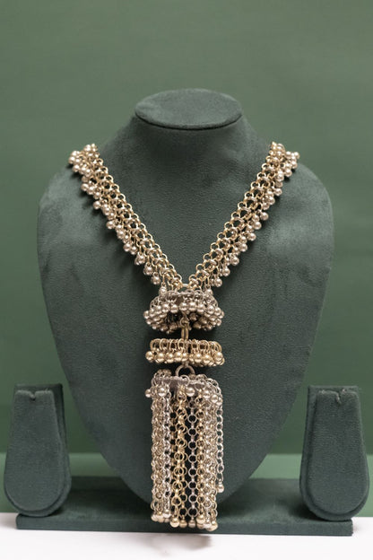 Silver Look-Alike Two Tone Long Beads Chain