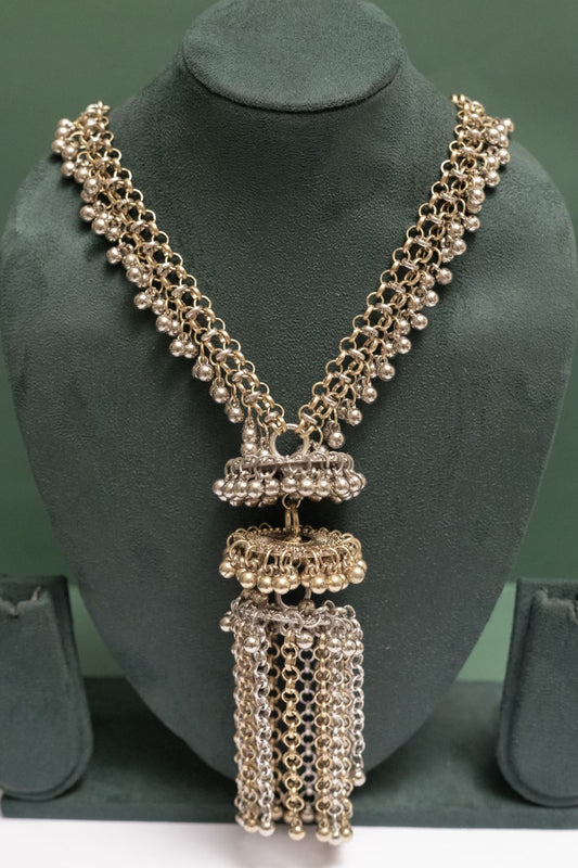 Silver Look-Alike Two Tone Long Beads Chain