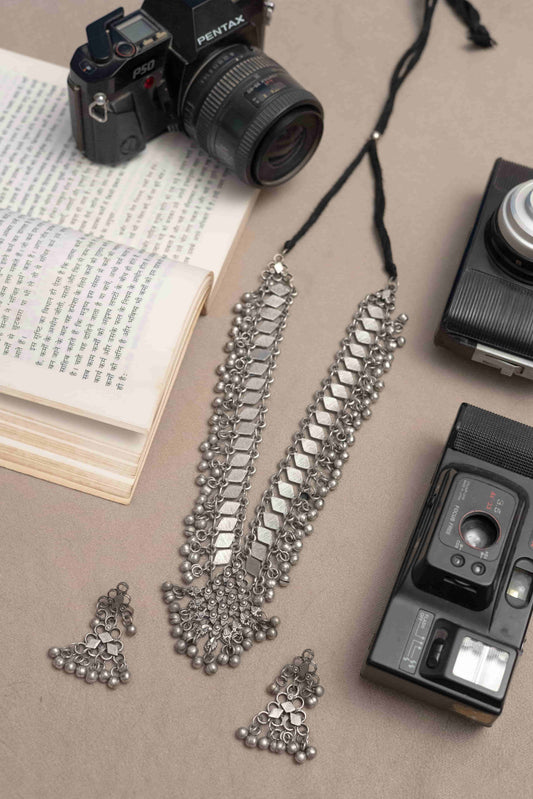 Oxodise Mirror Necklace Diamond-Shaped Chain Links