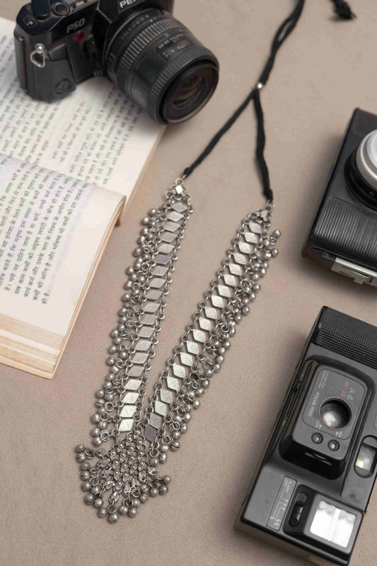 Oxodise Mirror Necklace Diamond-Shaped Chain Links
