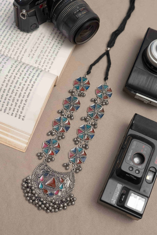 Oxodise Meena Necklace with Triangle & Teardrop Cabochons