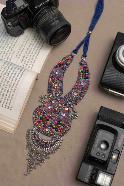 Fabric Handmade Necklace with Oxodise Pendant
