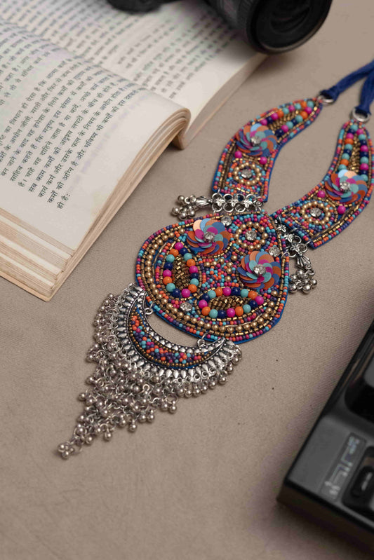 Fabric Handmade Necklace with Oxodise Pendant