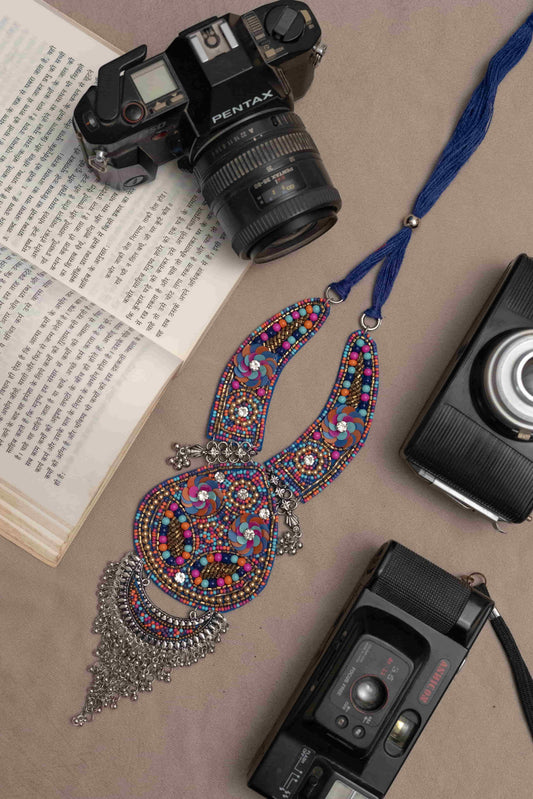 Fabric Handmade Necklace with Oxodise Pendant