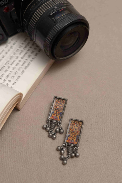 Oxodise Antique Silver Necklace with Meenakari Art
