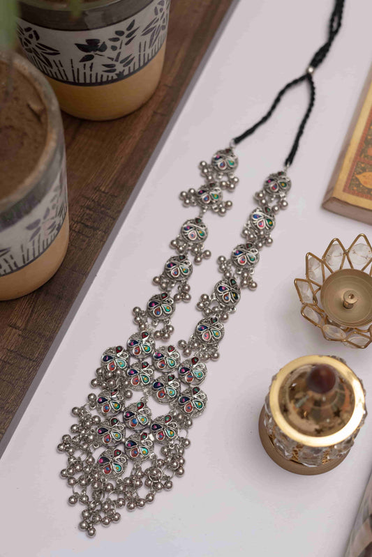 Oxodise Meena Long Necklace Set with Matching Earrings