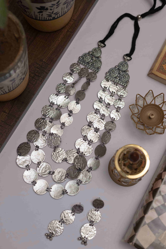 Oxodise Triple Layer Coin Necklace Set