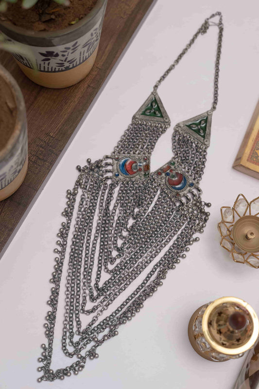 Oxodise Meena Long Layered Chain Necklace