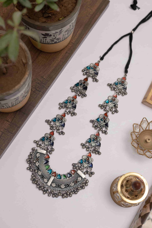 Oxodise Meena Necklace with Multicolour Enamel Work