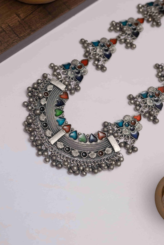 Oxodise Meena Necklace with Multicolour Enamel Work