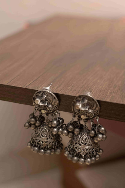 Silver Look-ALike Choker Set with Matching Jhumkas