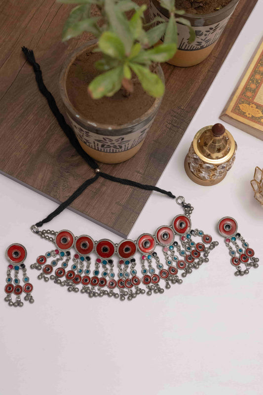 Oxodise Meena Choker with Dangling  Beads