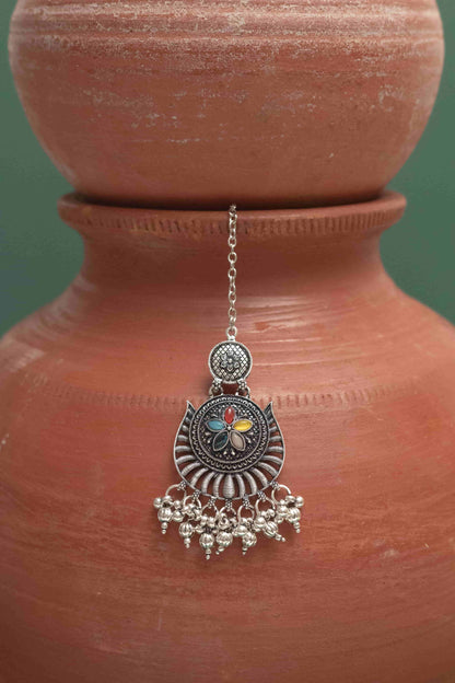 Oxodise Combo Choker Necklace with Teardrop Cabochon Flowers