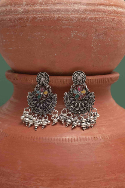 Oxodise Combo Multiicolor Cabochon Chocker Necklace with Bells