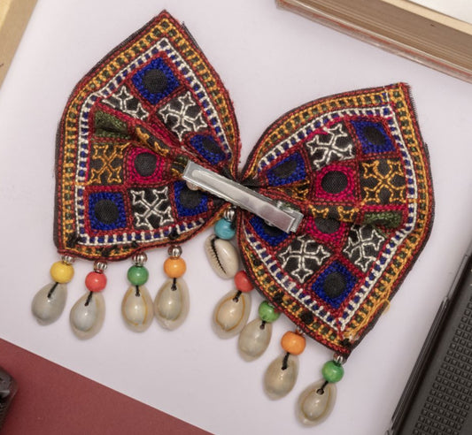 Fabric Butterfly Mirror Hair Bow with Dangling Kodi