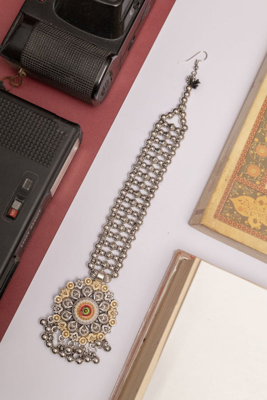 Oxodise Two Tone Tika with Mandala Design & Bell Charms