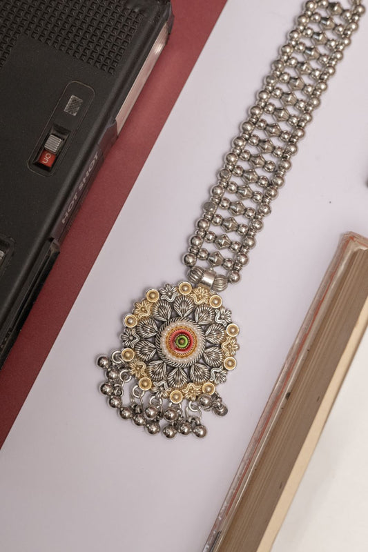 Oxodise Two Tone Tika with Mandala Design & Bell Charms