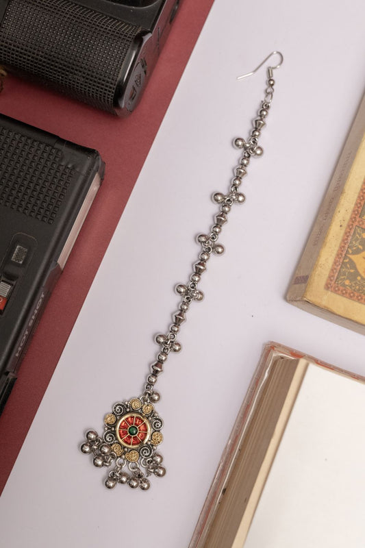 Oxodise Two Tone Tika with Red-Green Floral Cabochons