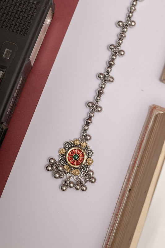 Oxodise Two Tone Tika with Red-Green Floral Cabochons