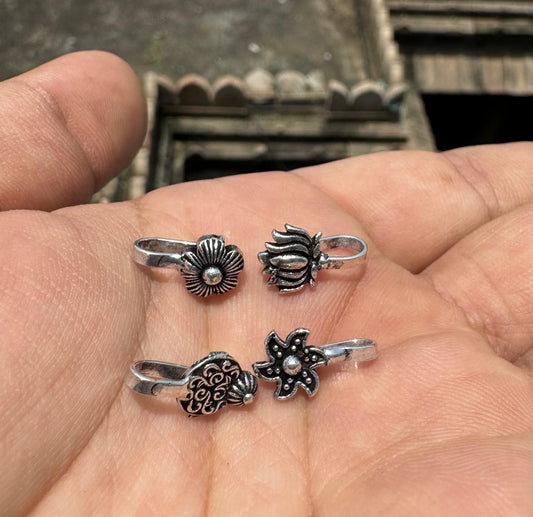 Oxodise Nath (Nose Pin) Daisy, Lotus, Paisley, Star (Pack Of 4)